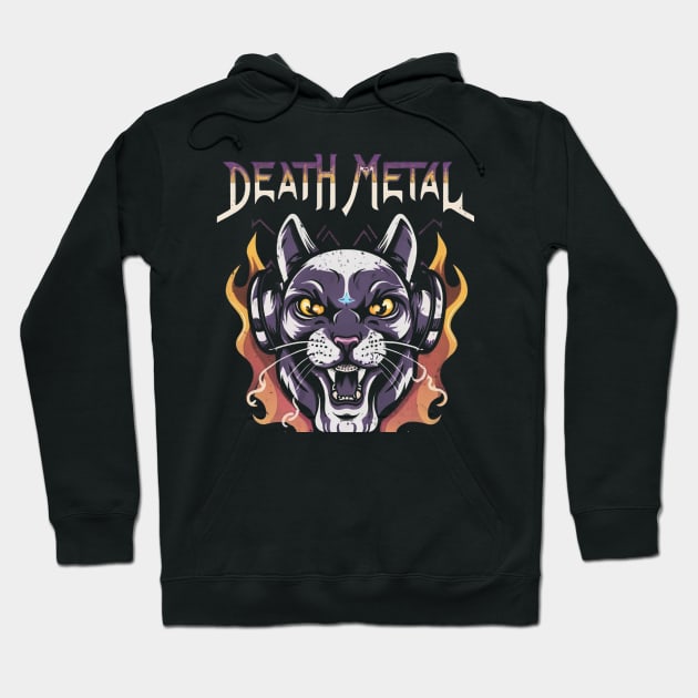 Death Metal Satanic Baphomet Cat Hoodie by Aldrvnd